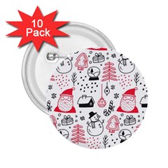 Christmas Themed Seamless Pattern 2 25  Buttons (10 Pack) 