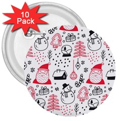 Christmas Themed Seamless Pattern 3  Buttons (10 Pack)  by Vaneshart