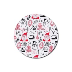 Christmas Themed Seamless Pattern Rubber Coaster (round)  by Vaneshart