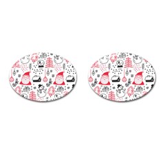 Christmas Themed Seamless Pattern Cufflinks (oval) by Vaneshart