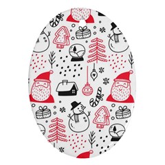 Christmas Themed Seamless Pattern Oval Ornament (two Sides) by Vaneshart