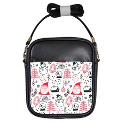 Christmas Themed Seamless Pattern Girls Sling Bag by Vaneshart