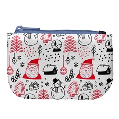 Christmas Themed Seamless Pattern Large Coin Purse by Vaneshart