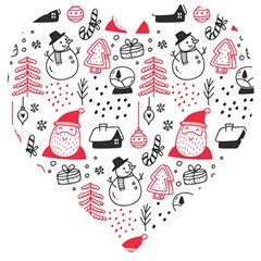 Christmas Themed Seamless Pattern Wooden Puzzle Heart by Vaneshart