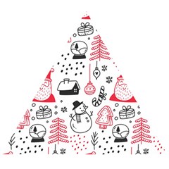 Christmas Themed Seamless Pattern Wooden Puzzle Triangle by Vaneshart