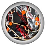 Collage 1 1 Wall Clock (Silver) Front