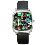 Dots And Stripes 1 1 Square Metal Watch Front