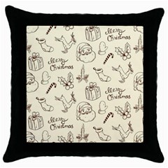 Vintage Christmas Pattern Throw Pillow Case (black) by Vaneshart