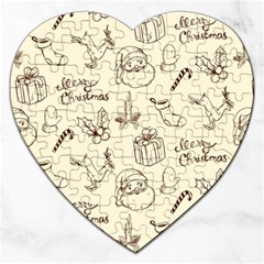 Vintage Christmas Pattern Jigsaw Puzzle (heart) by Vaneshart