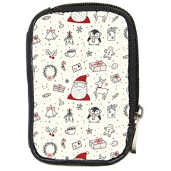 Cute Christmas Doodles Seamless Pattern Compact Camera Leather Case by Vaneshart