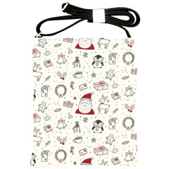 Cute Christmas Doodles Seamless Pattern Shoulder Sling Bag by Vaneshart