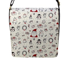 Cute Christmas Doodles Seamless Pattern Flap Closure Messenger Bag (l) by Vaneshart