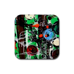 Dots And Stripes 1 1 Rubber Coaster (square)  by bestdesignintheworld