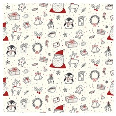 Cute Christmas Doodles Seamless Pattern Wooden Puzzle Square by Vaneshart