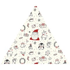 Cute Christmas Doodles Seamless Pattern Wooden Puzzle Triangle by Vaneshart