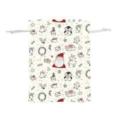 Cute Christmas Doodles Seamless Pattern Lightweight Drawstring Pouch (l) by Vaneshart