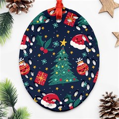 Colorful Funny Christmas Pattern Oval Filigree Ornament (two Sides) by Vaneshart