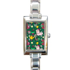 Funny Decoration Christmas Pattern Background Rectangle Italian Charm Watch by Vaneshart