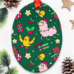 Funny Decoration Christmas Pattern Background Ornament (oval) by Vaneshart