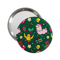 Funny Decoration Christmas Pattern Background 2 25  Handbag Mirrors by Vaneshart