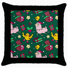 Funny Decoration Christmas Pattern Background Throw Pillow Case (black) by Vaneshart