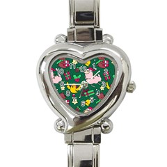 Funny Decoration Christmas Pattern Background Heart Italian Charm Watch by Vaneshart