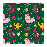 Funny Decoration Christmas Pattern Background Medium Glasses Cloth Front