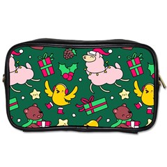 Funny Decoration Christmas Pattern Background Toiletries Bag (two Sides) by Vaneshart