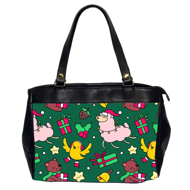 Funny Decoration Christmas Pattern Background Oversize Office Handbag (2 Sides)