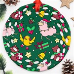 Funny Decoration Christmas Pattern Background Ornament (Round Filigree) Front