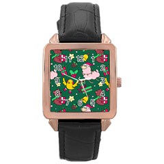 Funny Decoration Christmas Pattern Background Rose Gold Leather Watch  by Vaneshart