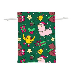 Funny Decoration Christmas Pattern Background Lightweight Drawstring Pouch (l) by Vaneshart