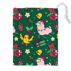 Funny Decoration Christmas Pattern Background Drawstring Pouch (4xl) by Vaneshart