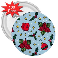 Colorful Funny Christmas Pattern 3  Buttons (100 Pack)  by Vaneshart