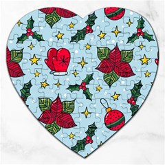 Colorful Funny Christmas Pattern Jigsaw Puzzle (heart) by Vaneshart