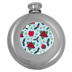 Colorful Funny Christmas Pattern Round Hip Flask (5 Oz) by Vaneshart