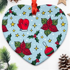 Colorful Funny Christmas Pattern Heart Ornament (two Sides) by Vaneshart