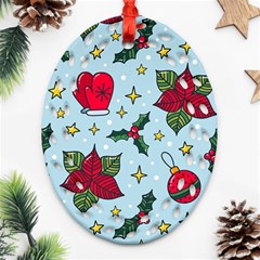 Colorful Funny Christmas Pattern Oval Filigree Ornament (two Sides) by Vaneshart