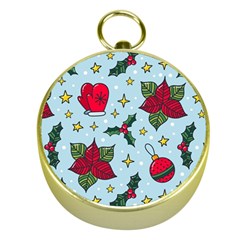 Colorful Funny Christmas Pattern Gold Compasses by Vaneshart