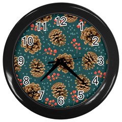 Christmas Seamless Pattern Wall Clock (black) by Vaneshart