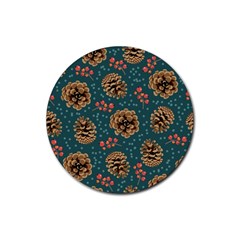 Christmas Seamless Pattern Rubber Round Coaster (4 Pack)  by Vaneshart