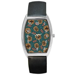 Christmas Seamless Pattern Barrel Style Metal Watch by Vaneshart