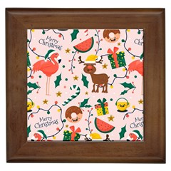 Colorful Funny Christmas Pattern Framed Tile by Vaneshart