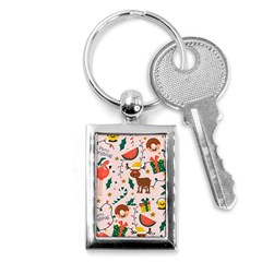 Colorful Funny Christmas Pattern Key Chain (rectangle) by Vaneshart