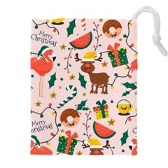 Colorful Funny Christmas Pattern Drawstring Pouch (4xl) by Vaneshart