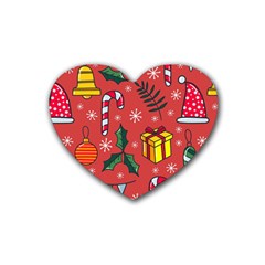 Colorful Funny Christmas Pattern Heart Coaster (4 Pack)  by Vaneshart