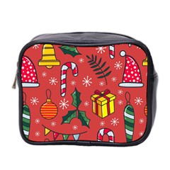 Colorful Funny Christmas Pattern Mini Toiletries Bag (two Sides) by Vaneshart