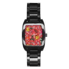 Colorful Funny Christmas Pattern Stainless Steel Barrel Watch by Vaneshart