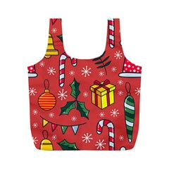 Colorful Funny Christmas Pattern Full Print Recycle Bag (m) by Vaneshart