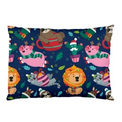 Funny Animal Christmas Pattern Pillow Case by Vaneshart